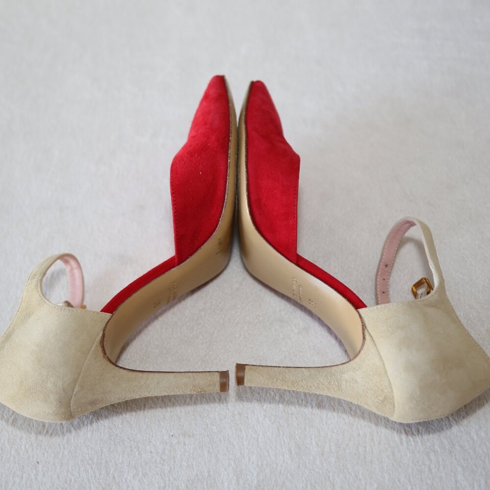 EUC Fauzian Jeunesse suede leather pumps pointed toes made in Italy SIZE 36 - Picture 4 of 7